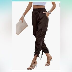 High waisted satin jogger